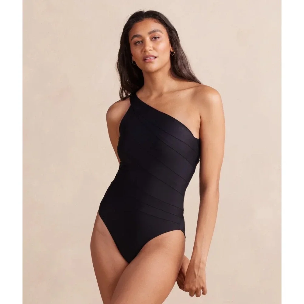 Summersalt The Sidestroke One Shoulder Swimsuit Black Recycled Size 8